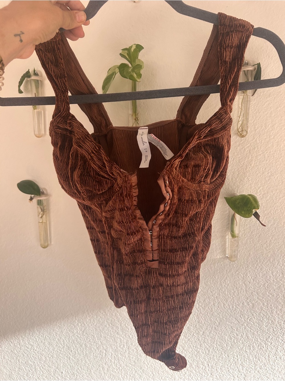 Urban Outfitters brown velvet bodysuit